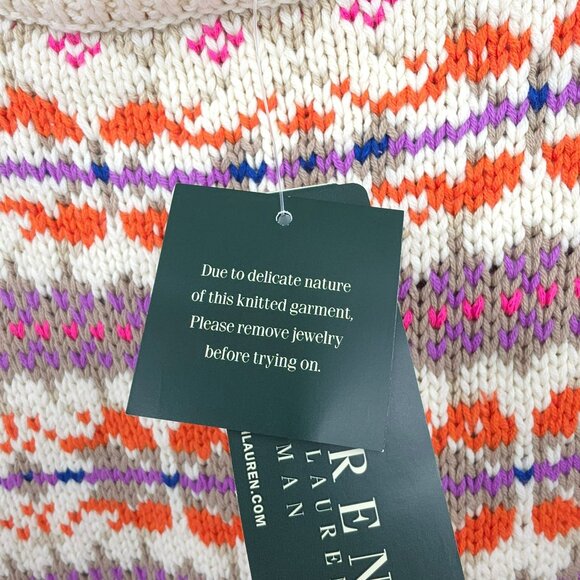 Ralph Lauren LRL Fair Isle Knit Tunic Sweater 1X Boat Neck Cream Colorful New - Picture 9 of 12